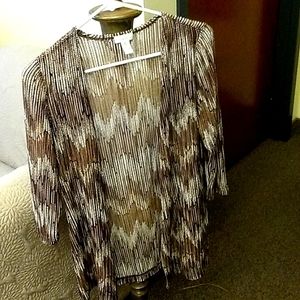 Chicos Chevron design knit open-front cardigan